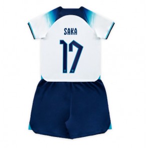 England Bukayo Saka #17 Hemmaställ Barn VM 2022 Kortärmad (+ Korta byxor)
